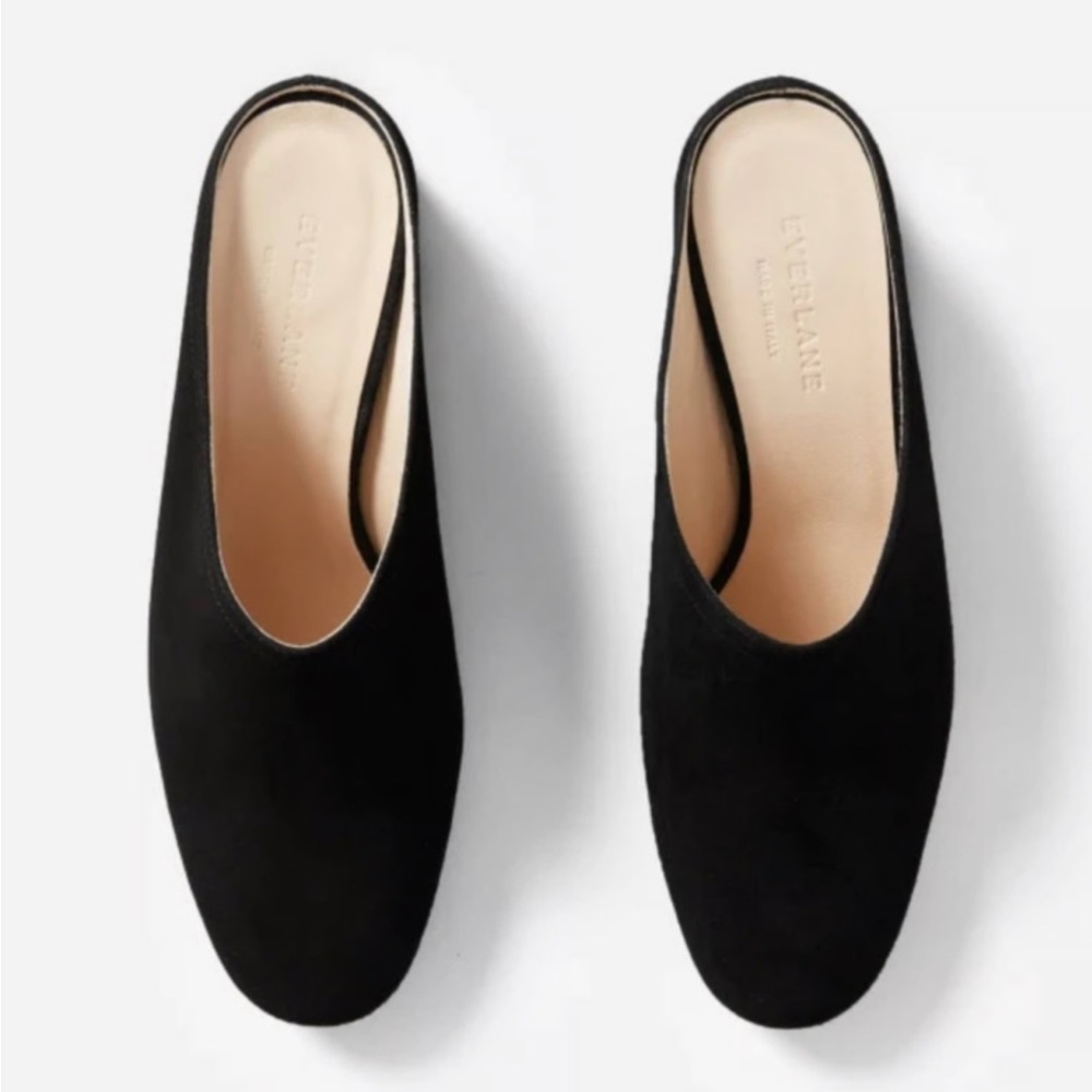 Everlane The Day Heel Mule - Black Suede